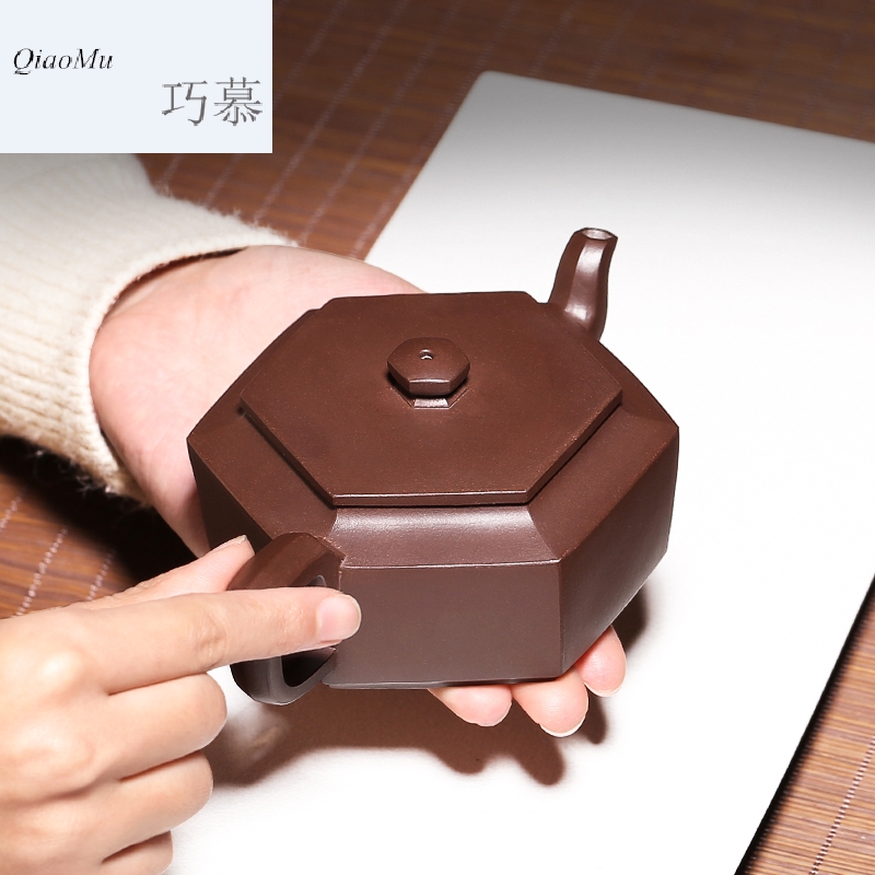 Qiao mu HM yixing masters are it pure manual undressed ore old purple clay six - party ZiPeng household kung fu tea pot