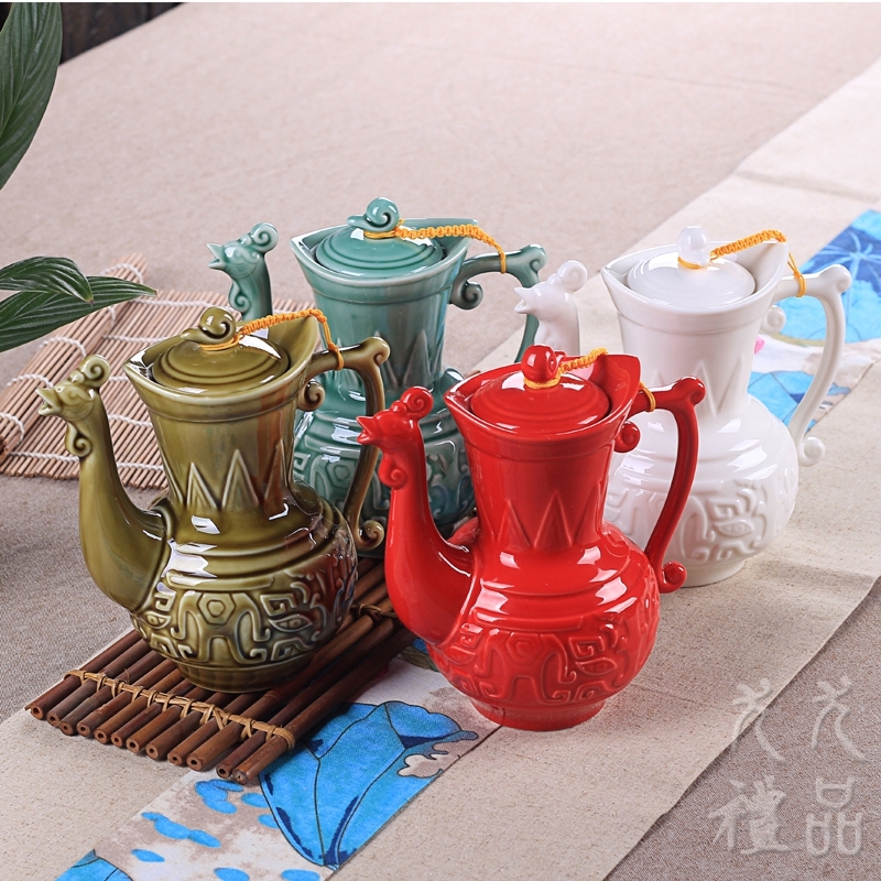 Qiao mu archaize ceramic reliefs wine hip single pot liquor cup cup of liquor cup goblet package mail across indicates the country