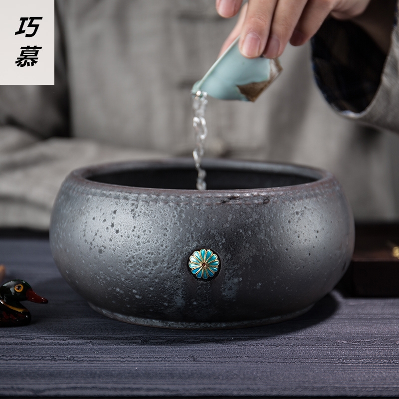 Qiao mu landscape ceramic cloisonne in hot tea to wash to large water jar barrels writing brush washer to use kung fu tea accessories