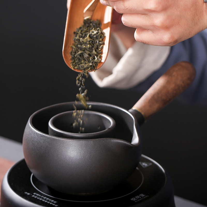 Qiao mu lateral cook cook Japanese ceramic teapot tea teapot flower pot black household electric TaoLu restoring ancient ways the teapot