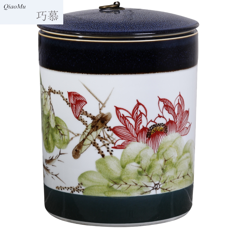 Qiao mu jingdezhen ceramic household barrel ricer box can save m moistureproof insect - resistant rice 30 jins seal storage tank flour