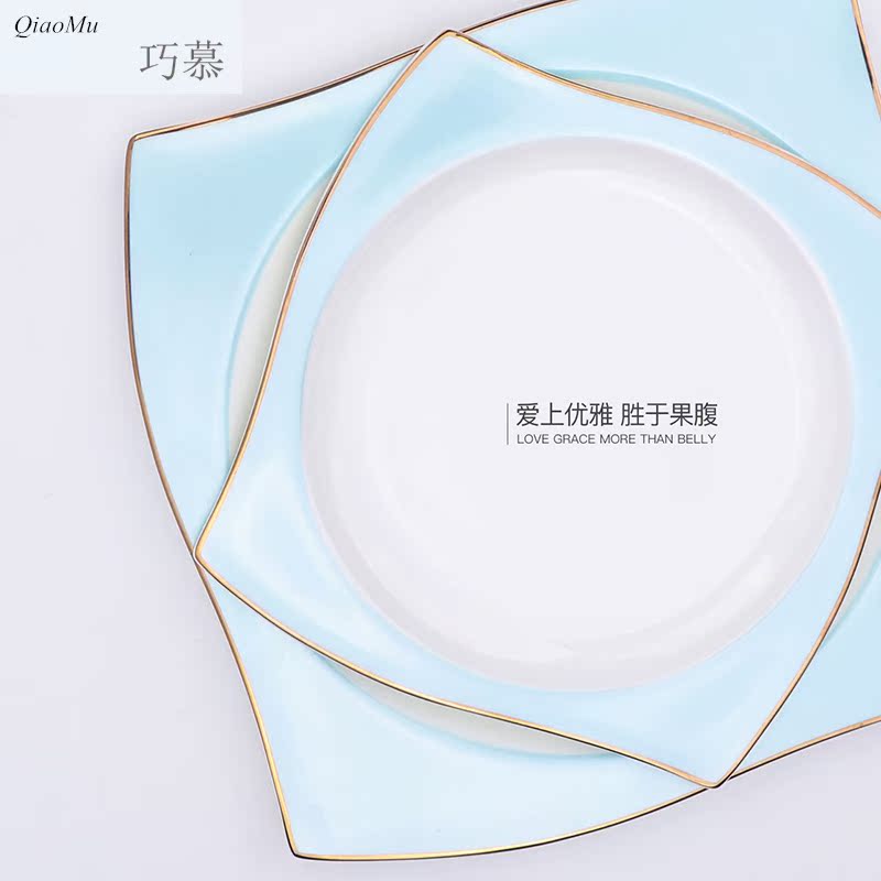 Qiao mu ou up phnom penh steak 0 creative dinner plate the suit household ceramic flat plate full