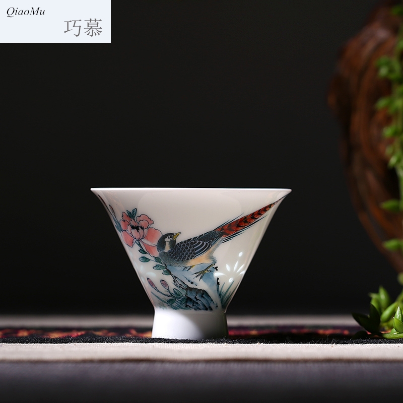 Qiao mu hand - made pastel sample tea cup jingdezhen ceramic cups beautiful celadon red kung fu tea cups of tea