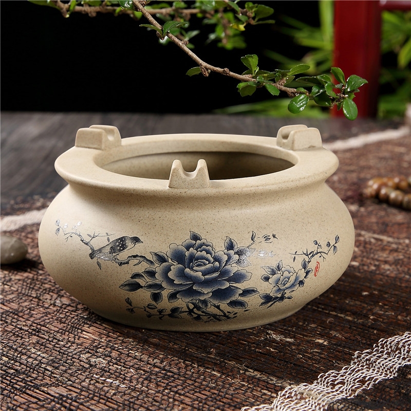 Qiao mu QGZ home office coarse pottery big bedroom ceramic ashtray ashtray sitting room tea table creative restoring ancient ways