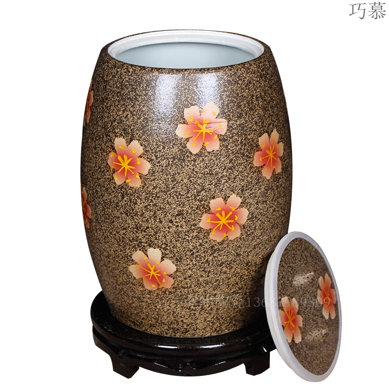 Longed for jingdezhen ceramic barrel home opportunely thickening with cover 20 jins 30 jins of 50 kg sealed ricer box storage tank in the kitchen