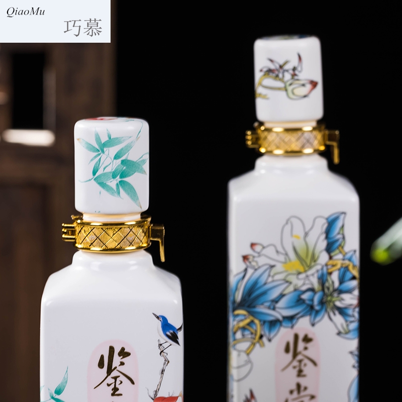 Qiao mu bottle loading creative decorative ceramic 1 catty hip points an empty bottle wine glass seal gifts small jars