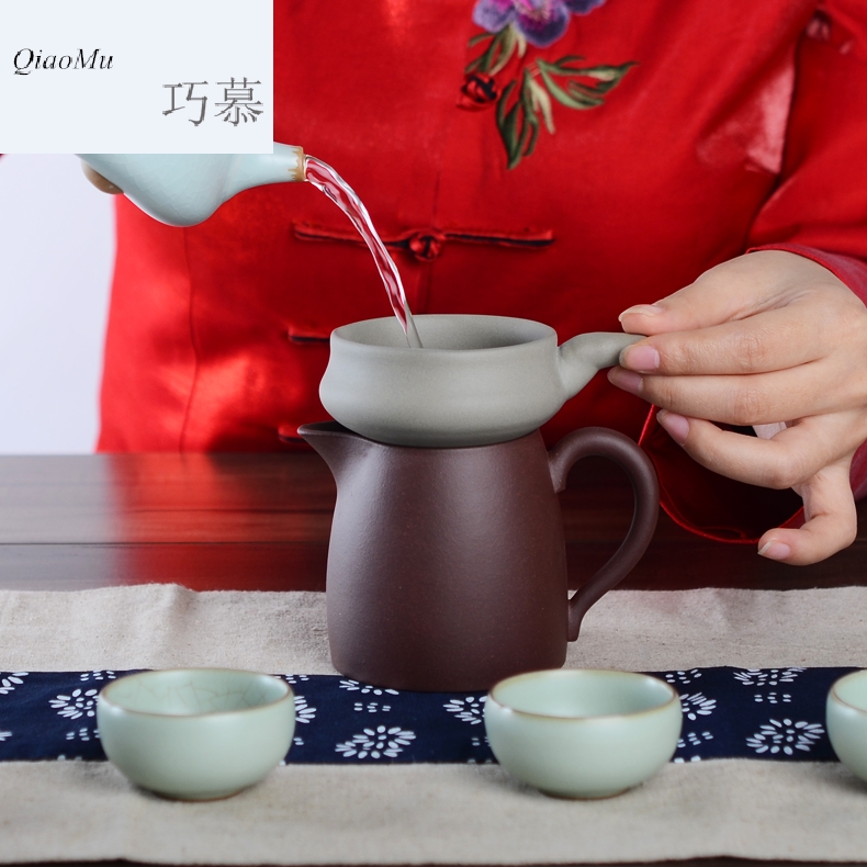 Qiao mu CMJ kung fu tea set reasonable yixing purple sand cup tea taking ground zero with large points of tea, tea sea purple clay