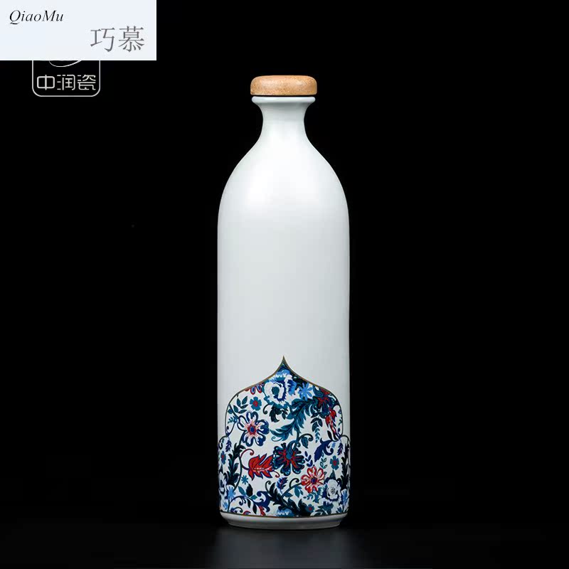 Qiao mu jingdezhen creative household small wine pot liquor bottle glass wine bottle sealed ceramic mailed to pack a kilo