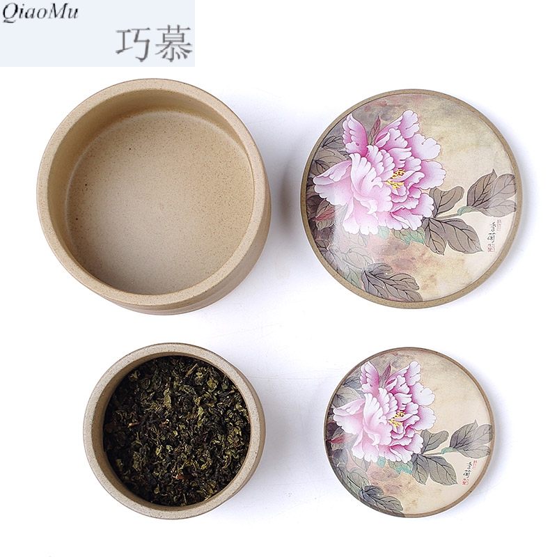 Qiao mu bamboo coarse pottery tea pot after ancient rock tea box medium small ceramic seal pot