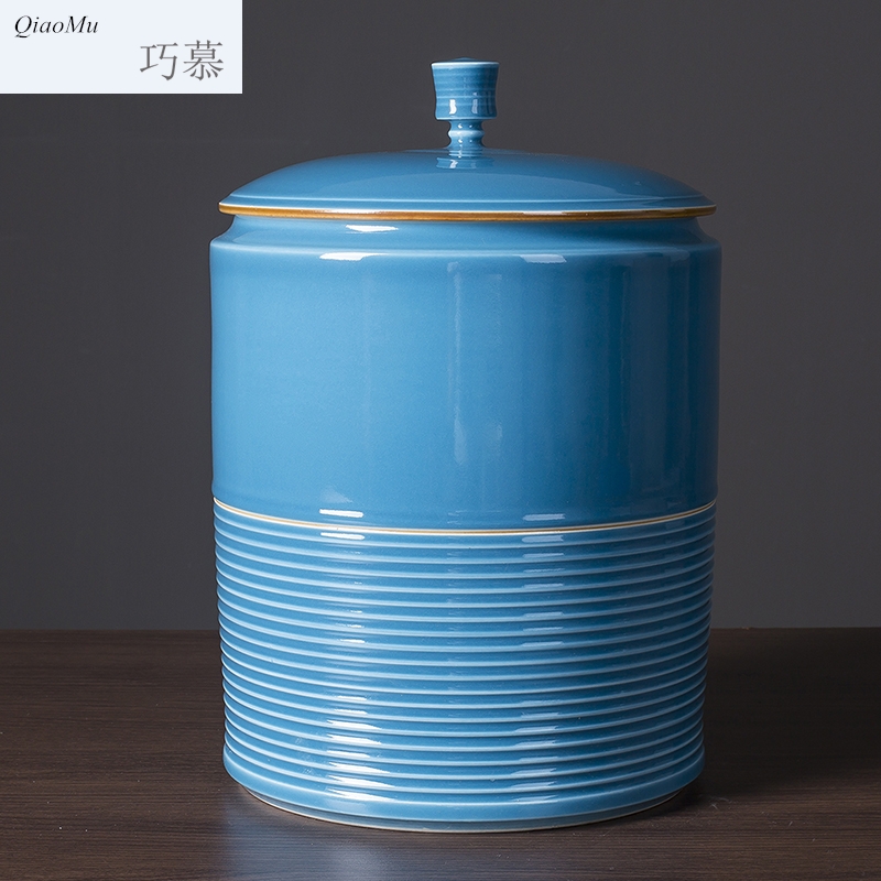 Qiao mu jingdezhen ceramic barrel manually ricer box with cover large caddy fixings 25 kg moisture insect - resistant seal storage