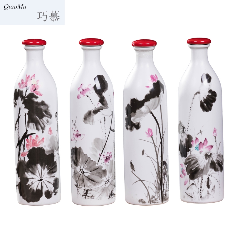 Qiao mu creative jingdezhen ceramic bottle archaize home wine bottle wine decorative furnishing articles blank a wine jar