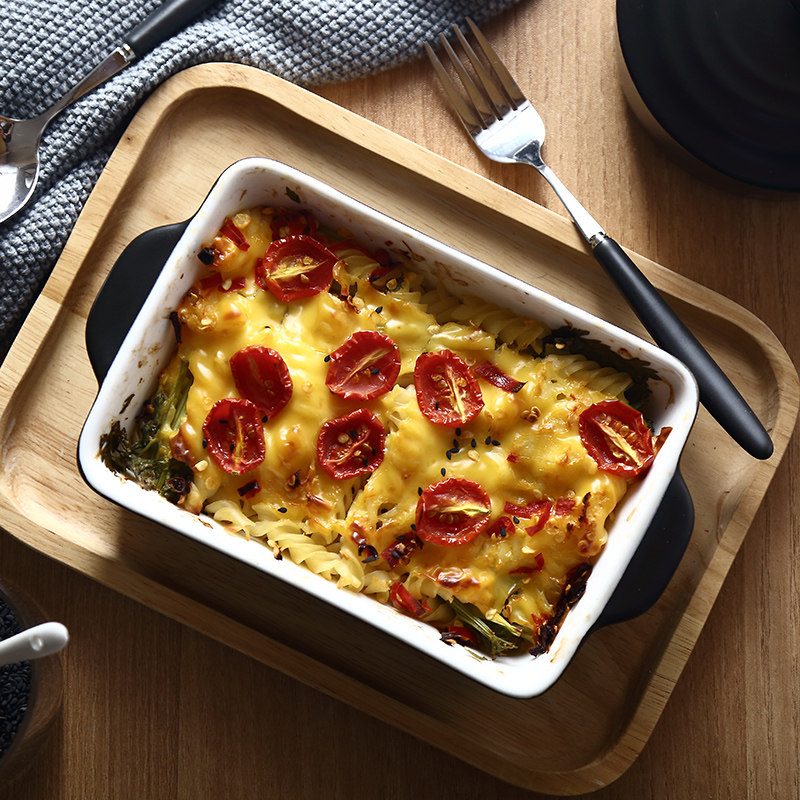 陶瓷焗饭烤盘烤碗双耳哑光盘陶瓷焗碗焗盘芝士焗饭盘西餐烤箱烘焙