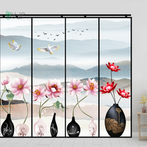 Custom window sticker window matte sticker thick sliding door glass foil anti-light ancient style living room sliding door vase