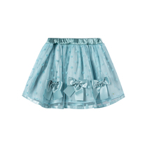 2103-019 Childrens Baby Childrens Wear Water Jade Polka Dot Bow Skirt Skirt