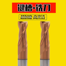 2-blade 55-degree carbide tungsten steel milling cutter lengthened 150 two-blade straight shank keyway flat bottom coated end mill