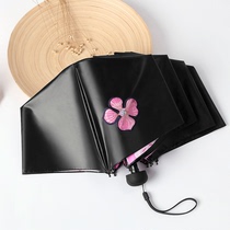 Paradise Umbrella Sunshine Protection UV Umbrella Female parasol Student Black Gum Three Folding Simple Dual Umbrella