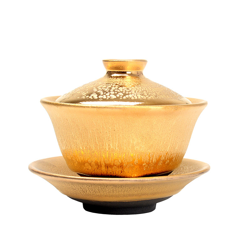 中国福建省南平市建区建盞天目茶碗紫金油滴三才盖碗・