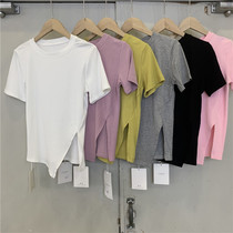 L O R D summer 2021 new slim slim design sense split round neck top short-sleeved T-shirt women 1301