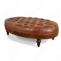 European leather retro oval shoe stool stool living room sofa stool long bench stool clothing store cloakroom fitting stool