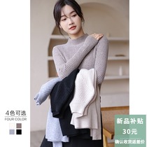100% Wool Half-Turtleneck Knit Women 2021 Autumn Winter Thickened Slim Inner Long Sleeve Top base shirt Sweater