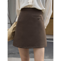 Coffee colour half-body dress design Feminists 2022 Fall new short dress Hip Skirt HIP SKIRT STEP SKIRT