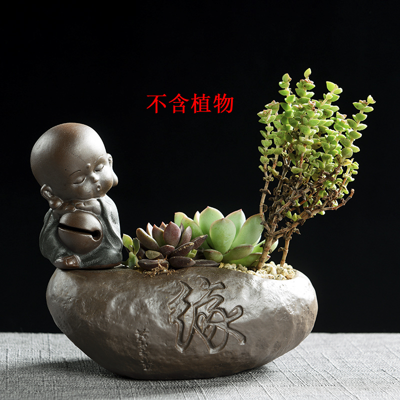 Creative little monk more meat meat flowerpot zen classic ceramic mini violet arenaceous move hydroponic fleshy flower pot