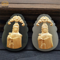 Gold-inlaid jade Mazu pendant Pure gold Hetian white jade Moyu Mazu safe pendant Travel commemorative sales gift