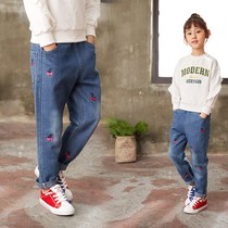 Girls thick jeans tide children 2018 new Korean version of foreign style casual loose trousers childrens pants Spring Spring