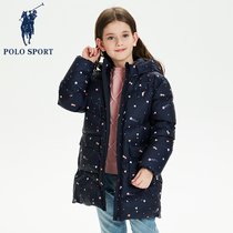 Polo Sport Girls Down Dresses Mid Long Ocean 2022 New Fall Winter Light White Duckle Wet Childrens Costumes