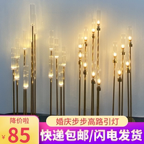 Wedding wedding step by step high acrylic Candlestick road guide lamp T-table arrangement props iron multi-head luminous ornaments