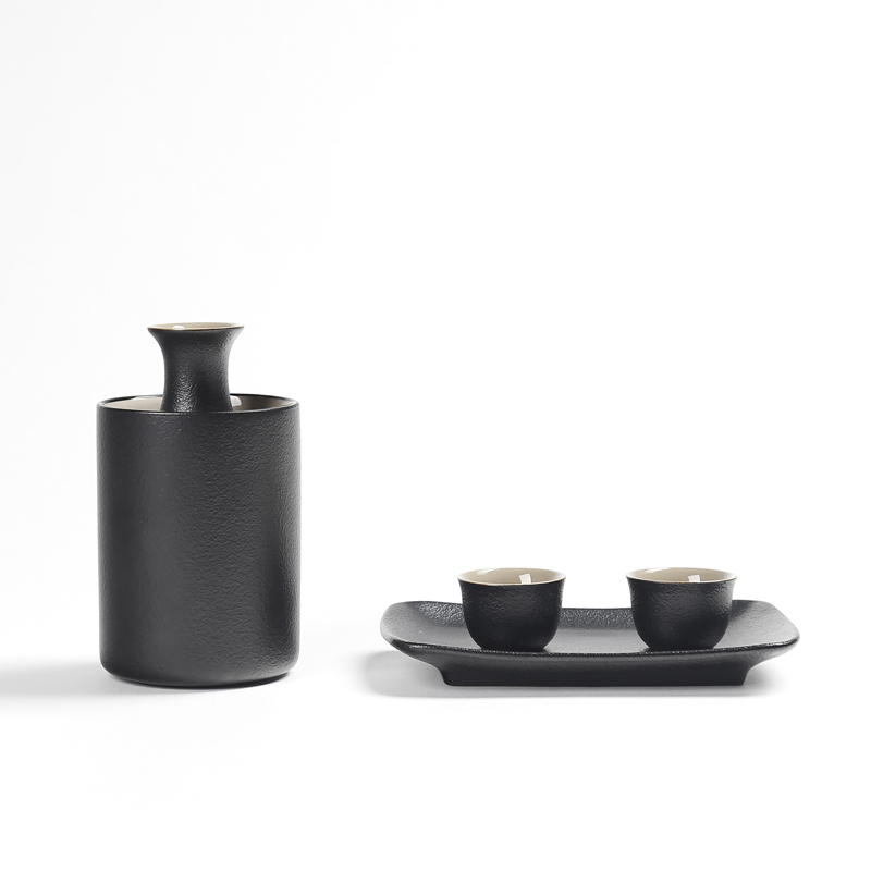 Poly real (sheng home wine wine coarse some ceramic porcelain small a small handleless wine cup of black points wine liquor cup Japanese - style wine decanters