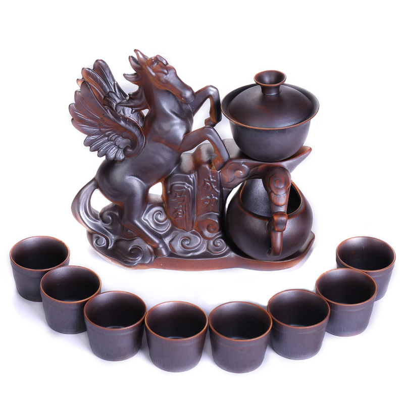 Poly real sheng lazy people make tea tea service automatically suit household water ceramic kung fu tea teapot tea cups