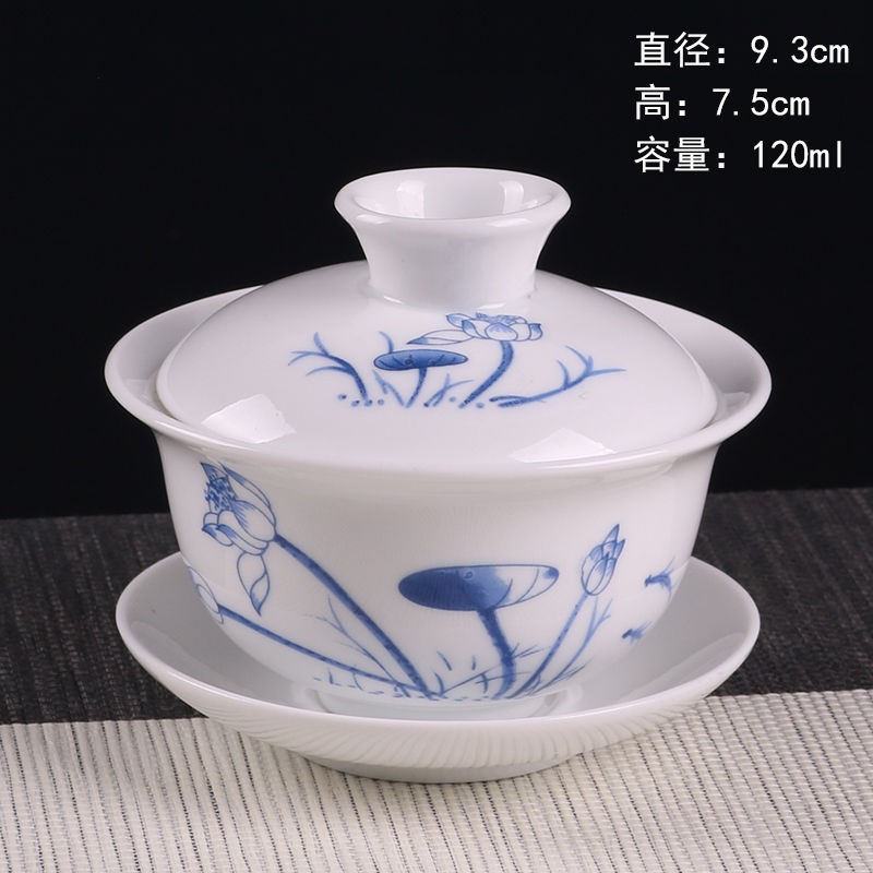 The kitchen trumpet three to enhance buying a 】 【 tureen white porcelain blue and white porcelain tea set a complete set of ceramic tea cups