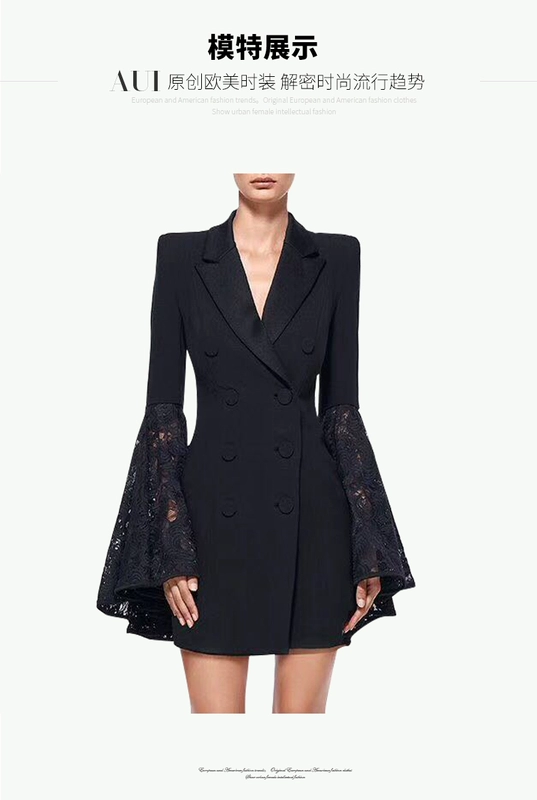 AUI Châu Âu ga màu đen nhỏ phù hợp với nữ áo khoác nữ 2021 mùa xuân và mùa thu thiết kế mới cảm giác thích hợp bộ đồ phụ nữ chuyên nghiệp - Business Suit