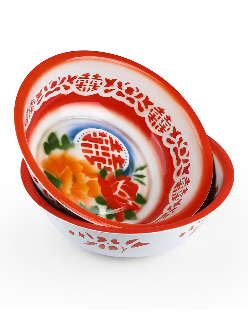 复古搪瓷盆结婚庆用品老式怀旧塘瓷家用铁洗脸盆泡脚洗衣服洗菜盆