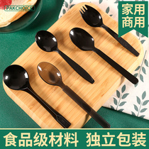 One-time spoon plastic is packed separately for takeaway tableware soup porridge soup cake dessert pudding spoon