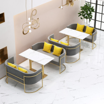 Net Red Milk Tea Shop Card Seat Sofa Table and Chair Combination Simple Fresh Dessert Restaurant Burger Shop Cafe Rest Area