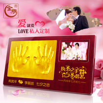 Couple hand mold hand and foot print photo frame hand print family portrait wedding anniversary Feng Shaofeng the same footprint