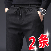 autumn pants men's plaid suit pants spring autumn winter casual pants straight loose elastic waist men's sports pants autumn