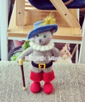 Cat wearing boots on 29th fa Mknit stick needlework wool weave doll figure decontextuate text tutorial Chinese