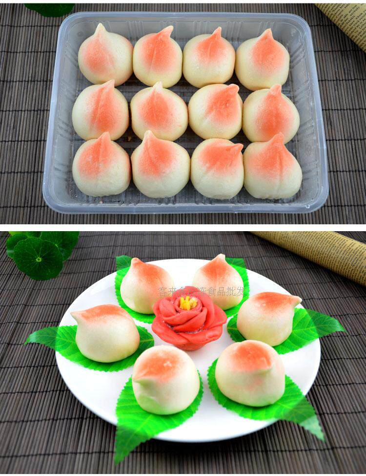 安井 寿桃包 豆沙馅 生日寿宴回礼馒头 诞生满月专用 360g/12包邮_不