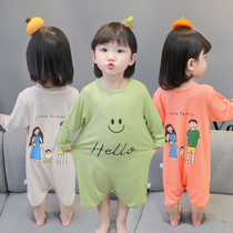 Babys pajamas sleepy skirt spring autumn boy and girl baby babys hazzard summer thin childrens conjunction gown pure cotton air conditioning suit