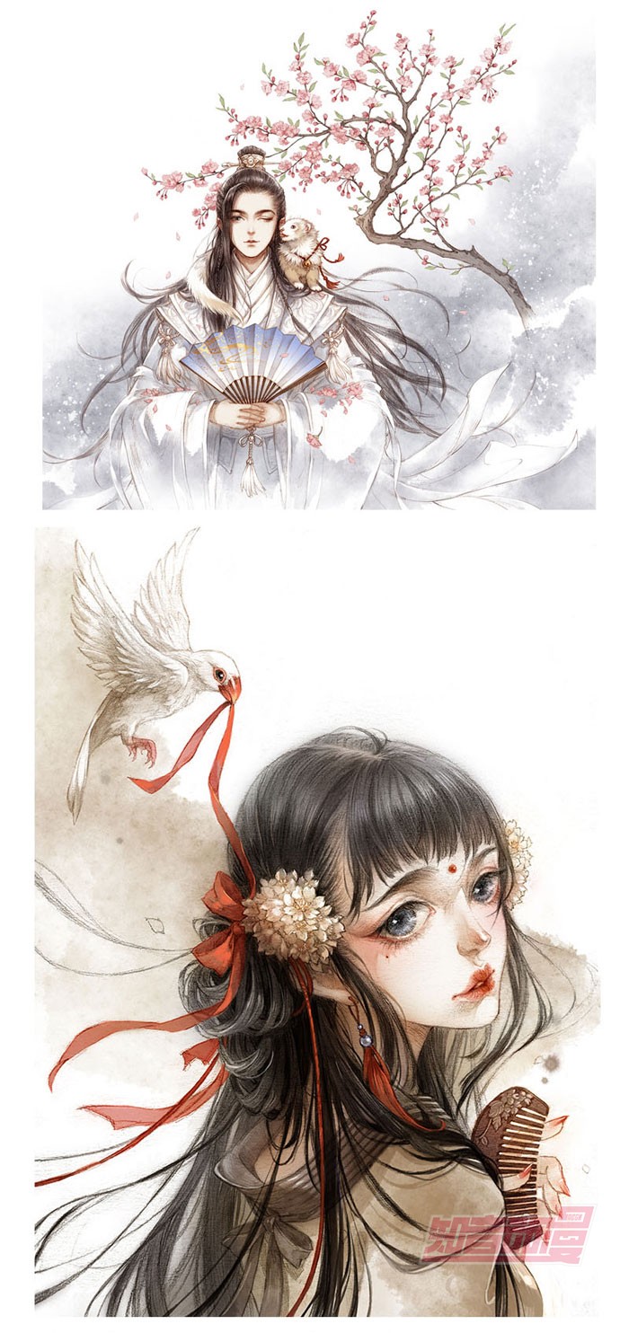 《扫花寻径》古戈力画集 赠填色本 古风幻想插画美图十年精选画册