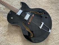 Export tail single full hollow thin box jazz jazz electric guitar thin section sharp corner F hole black professional grade