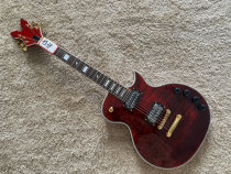 Export custom LP style electric guitar maple wood tiger pattern special-shaped wine red body too large for professional students