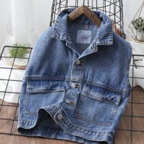 Childrens denim waistcoat CUHK Scout Leisure Kan Shoulder 2021 Spring Autumn New Child Costume Boy Han Edition Overalls Vest