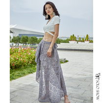 Magnificent Solo Show Belly Dance Deep V Short Sleeve Blouses Strap Lace Long Skirt Beginner Dance Suit Summer New