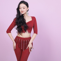 Magnificent Solo Show 2022 Spring Summer New Belt Drill Flow Su Horn Pants Suit Belly Leather Dance Practice Costume SEXY
