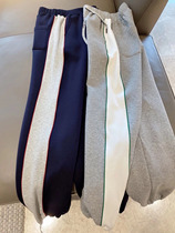 Velvet sports pants womens autumn and winter 2020 new wild thin loose drawstring feet white casual design sense of health pants