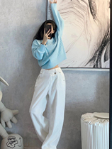 White pants womens autumn and winter 2020 new straight loose wide leg pants high waist trousers versatile thin jeans